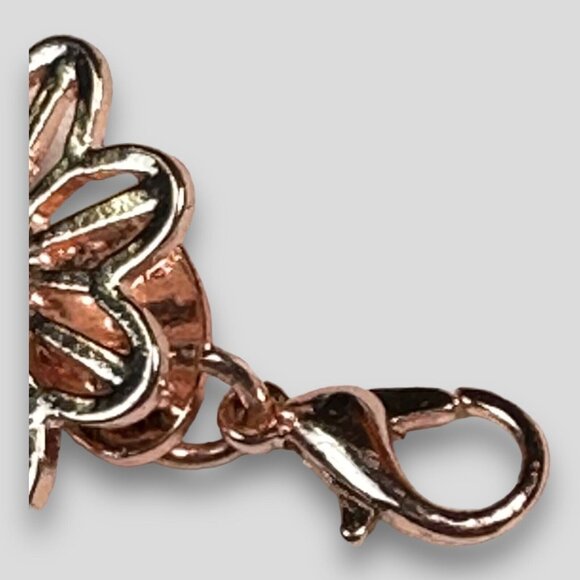 Charming Charlie Flowers & Crystals Bracelet Golden Pink Tone Mint NWOT - Picture 10 of 12